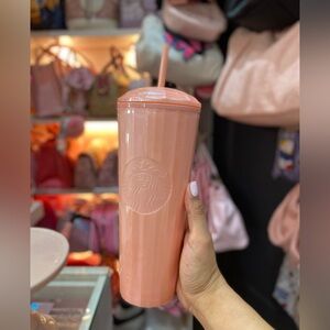 New Pink Peach Starbucks Tumbler with Straw